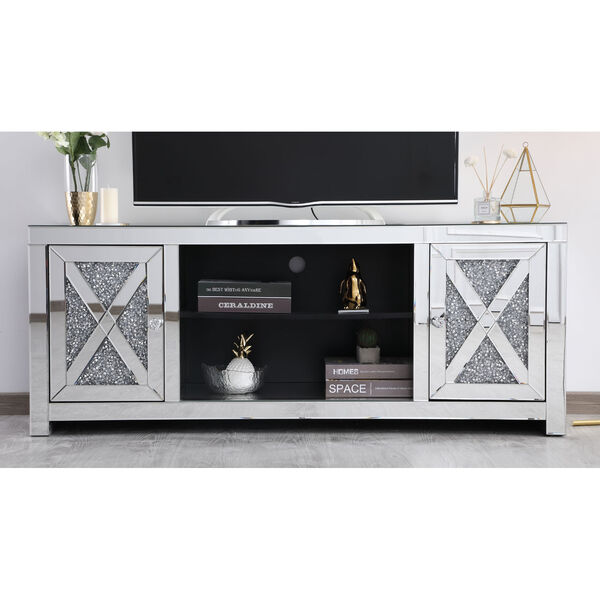 Clear  59-Inch Crystal Mirrored TV Stand, image 2