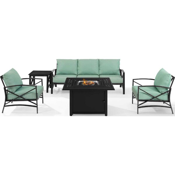 Kaplan Five-Piece Outdoor Metal Sofa Set with Fire Table, image 3