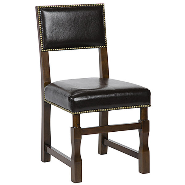 Abadon Distressed Brown Side Chair with Leather, image 1