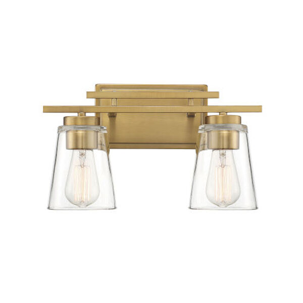 Selby Warm Brass Two-Light Bath Vanity, image 1