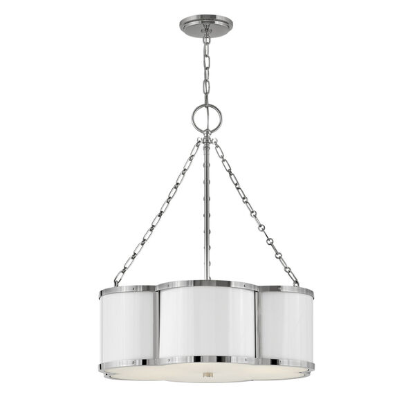 Chance Polished Nickel Three-Light Pendant With Etched Lens Glass, image 2