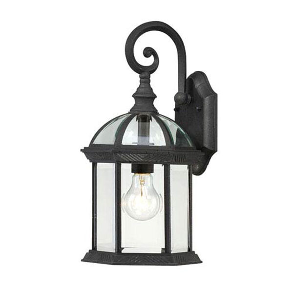 Webster Textured Black 16-Inch One-Light Outdoor Wall Sconce with Beveled Glass, image 1