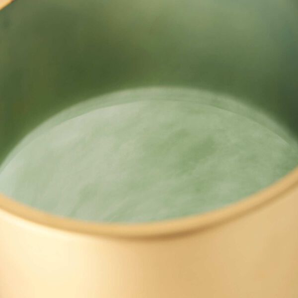 Minty Green Glass Vase with Matte Gold Metal Neck Cuff, image 5