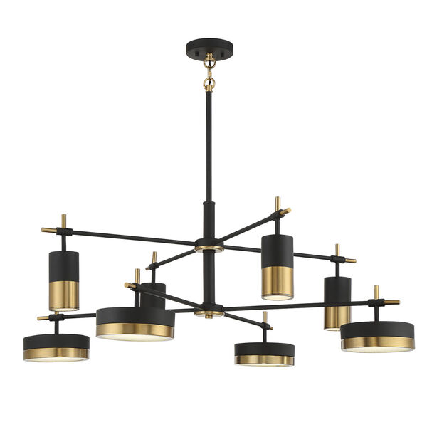 Ashor Matte Black and Warm Brass Eight-Light Integrated LED 42-Inch Chandelier, image 1