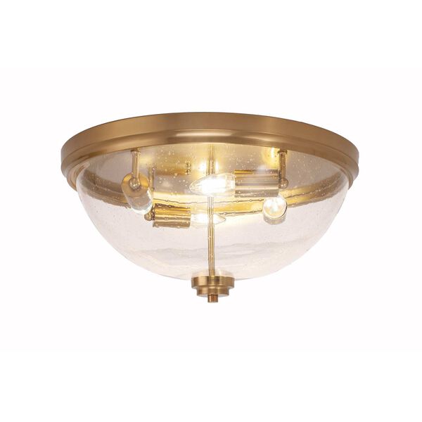 Any New Age Brass 18-Inch Four-Light Flush Mount with Clear Bubble Glass, image 1