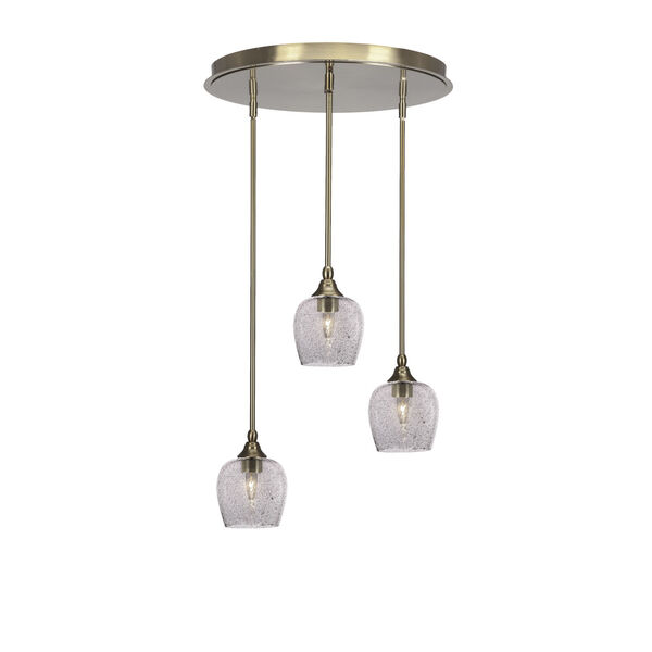 Empire New Age Brass Three-Light Cluster Pendalier with Six-Inch Smoke Bubble Glass, image 1