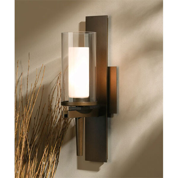Constellation Bronze One Light Wall Sconce with Clear Outer Opal Inner Glass, image 1