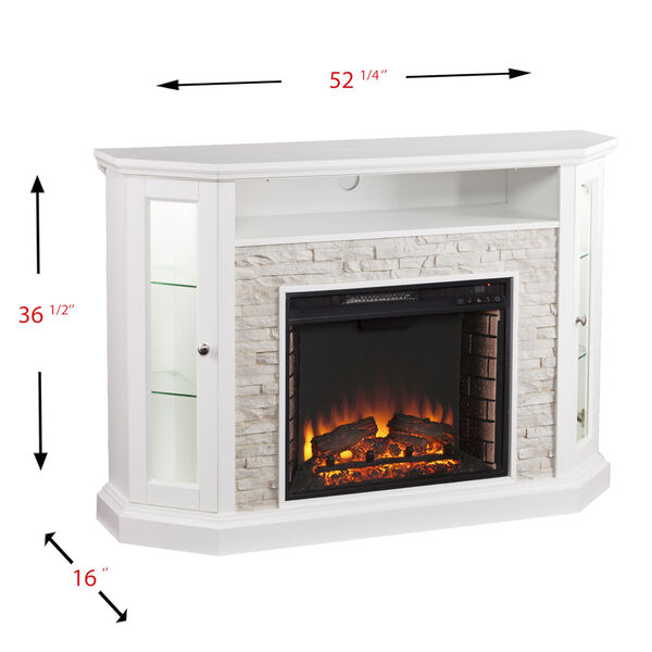 Redden Fresh White Corner Convertible Electric Media Fireplace, image 5