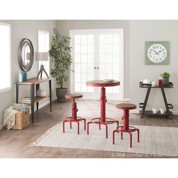Hydra Vintage Red and Brown Bar Stool with Foot Ring, image 3
