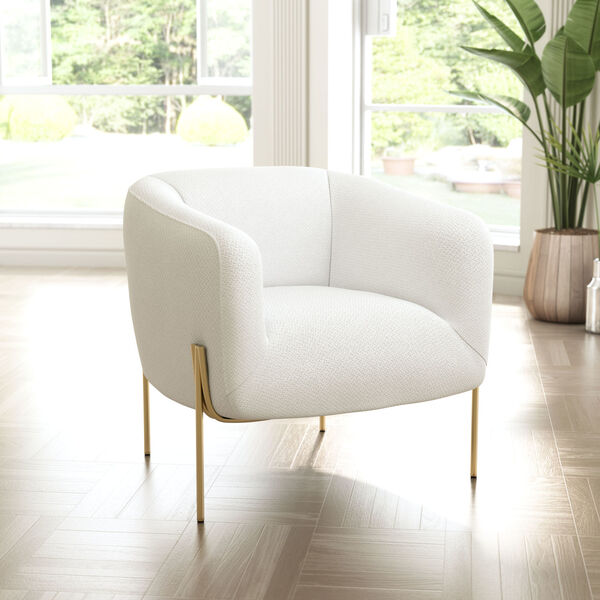 Micaela Ivory and Gold Arm Chair, image 2