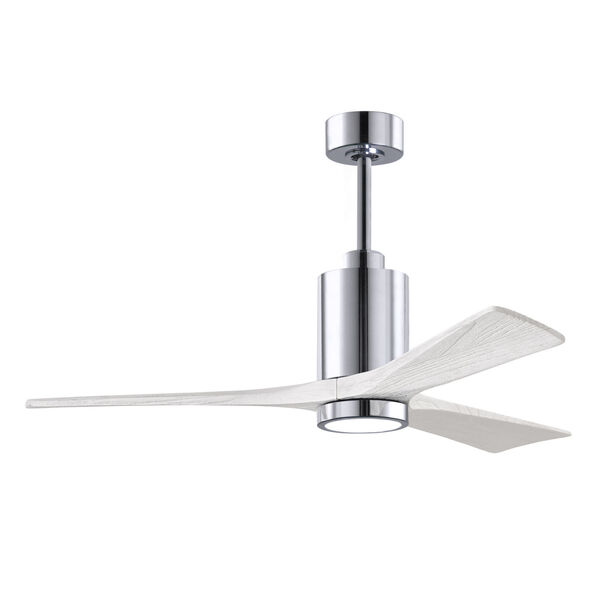Patricia-3 Polished Chrome and Matte White 52-Inch Ceiling Fan with LED Light Kit, image 1
