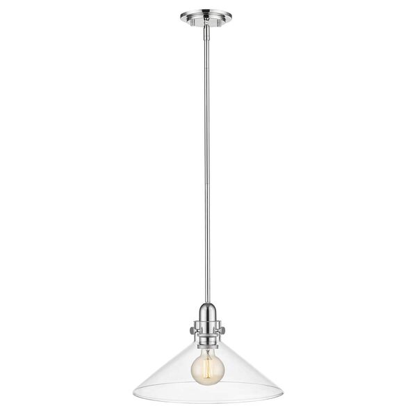 Dwyer Polished Nickel One-Light Pendant with Clear Glass, image 3