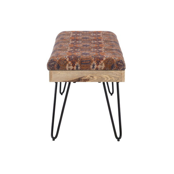 Brooke Black and Brown Tribal Pattern Bench, image 3