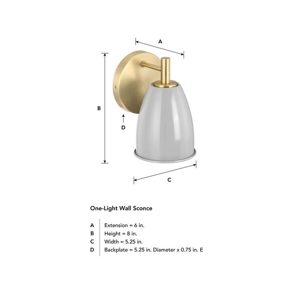 Biba Brushed Gold One-Light Wall Sconce with Metal Shades, image 5