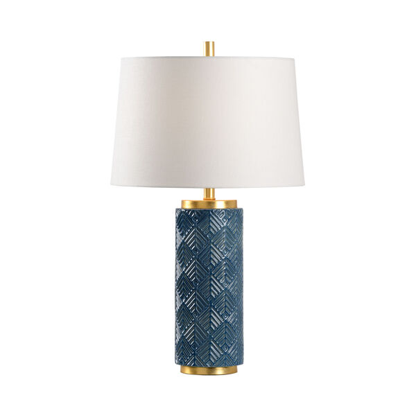 Off White and Blue One-Light 6-Inch Mountain Pine Lamp, image 1