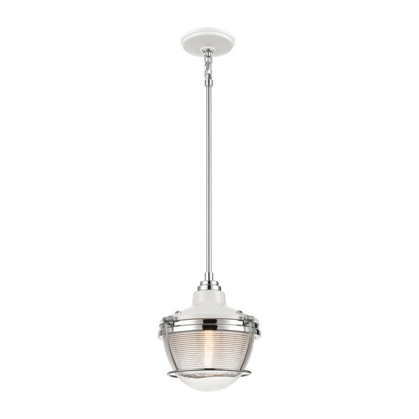 Seaway Passage White and Polished Nickel One-Light Pendant, image 1