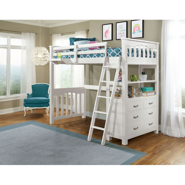 Ne Kids Highlands White Twin Loft Bed, Twin Loft Bed With Drawers And Desk