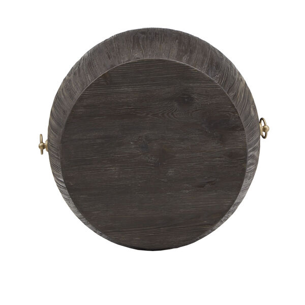 Cardin Reclaimed Dark Wood and Gold Ring End Table, image 4