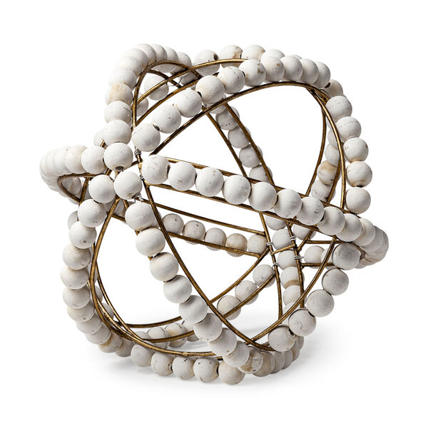 Espanlade II White Decorative Metal Orb with Beads, image 1