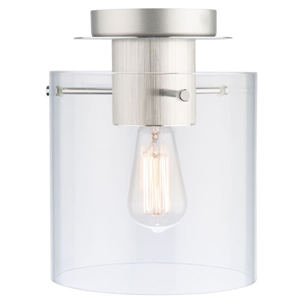 Henley Brushed Aluminium Three-Light Flush Mount with Clear Glass, image 4