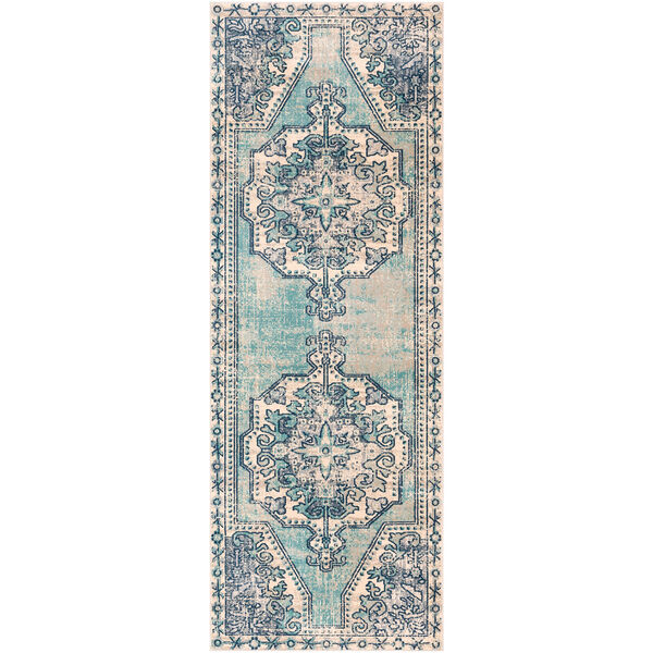 Bohemian Teal and Navy Runner: 2 Ft.11 In. x 7 Ft. 10 In. Rug, image 1