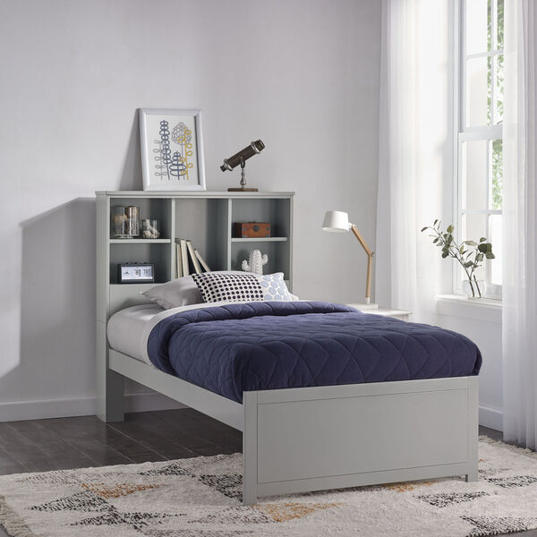 Caspian Gray Twin 42-Inch Bookcase Bed, image 1