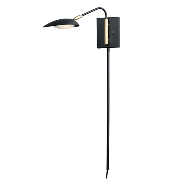 Scan Black and Satin Brass Integrated LED Wall Sconce, image 1
