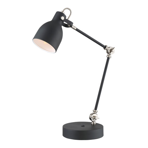 Kalle Black One-Light Desk Lamp with USB Port, image 1