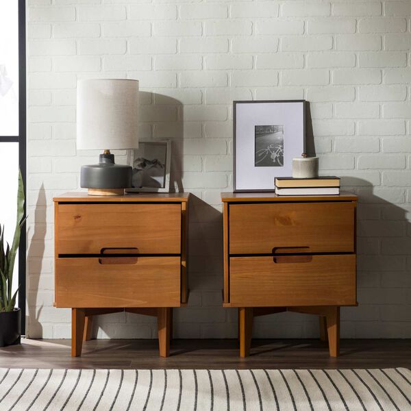 Sloane Caramel Two-Drawer Groove Handle Wood Nightstand, Set of Two, image 3