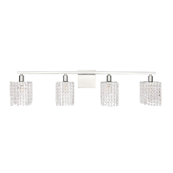 Phineas Chrome Four-Light Bath Vanity with Clear Crystals, image 3