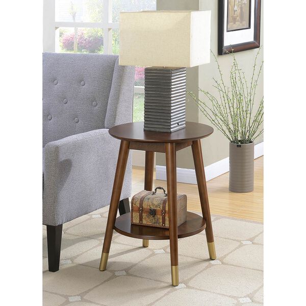 Uptown Espresso Round End Table with Bottom Shelf, image 4