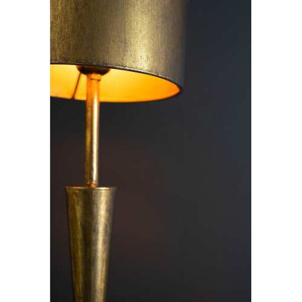 Gold Antique Floor Lamp with Metal Barrel Shade, image 4