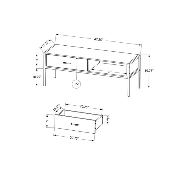 Gray and Black TV Stand with Drawer, image 4
