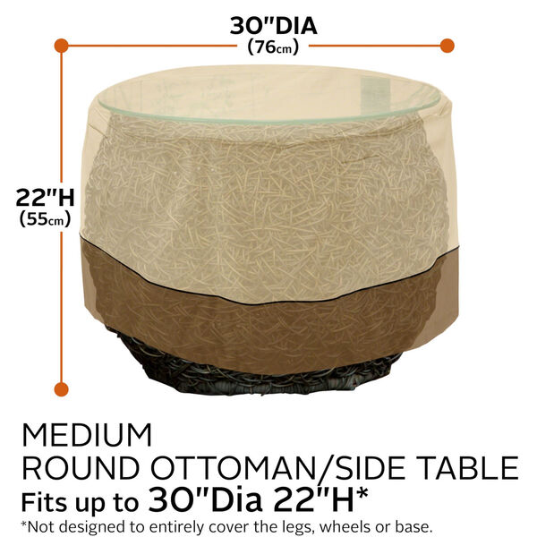 Ash Beige and Brown 30-Inch Round Patio Ottoman and Coffee Table Cover, image 4