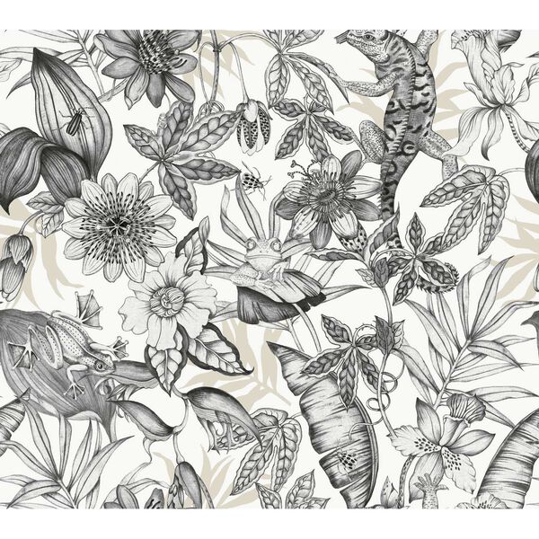 Rainforest White Charcoal Wallpaper, image 2