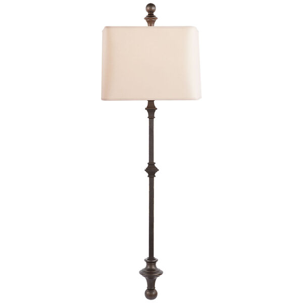 Cawdor Stanchion Wall Light in Aged Iron with Natural Paper Shade by Chapman and Myers, image 1