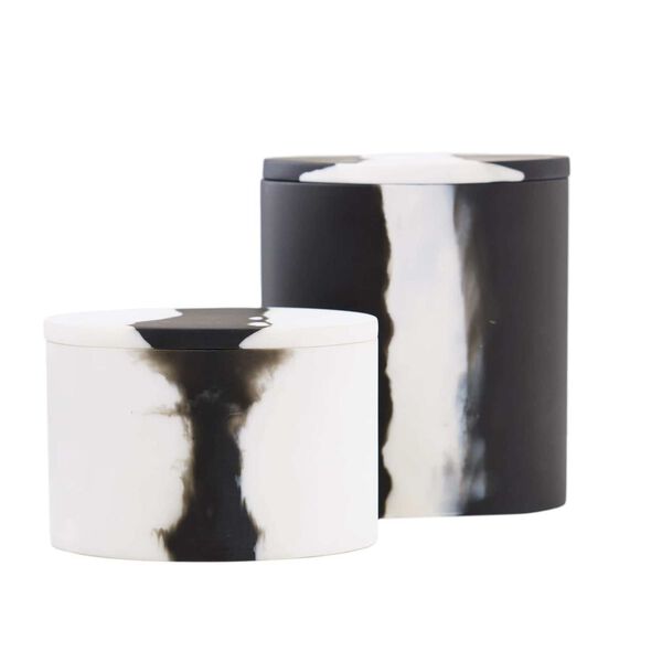 Hollie Black and White Resin Containers, Set of Two, image 1