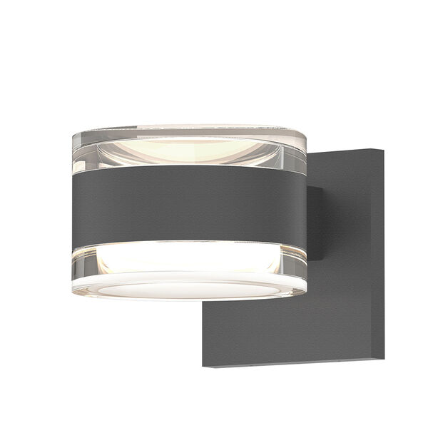 Inside-Out REALS Textured Gray Up Down LED Sconce with Cylinder Lens and Cylinder Cap - Clear Cap with Clear Lens, image 1
