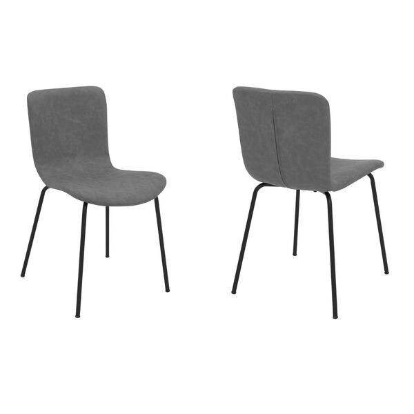 Gillian Modern Light Grey Fabric and Metal Dining Room Chairs, Set of Two, image 1