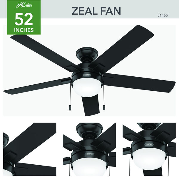 Zeal Matte Black 52-Inch LED Ceiling Fan, image 4