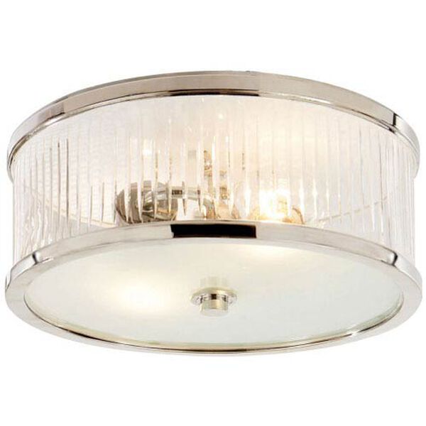 Randolph Large Polished Nickel Flush Mount w/ Crystal and Frosted Glass, image 1