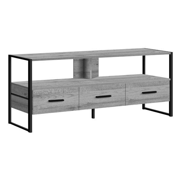 Grey and Black TV Stand with Three Drawers, image 1