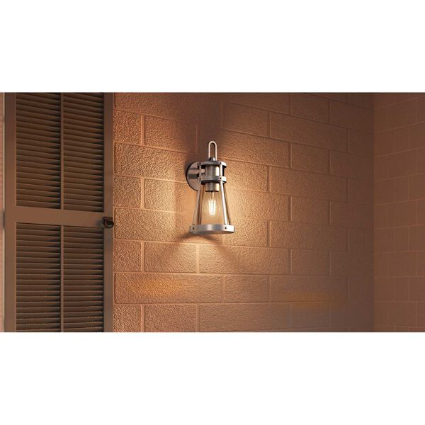 Barber Antique Brushed Aluminum 12-Inch One-Light Outdoor Wall Mount, image 2