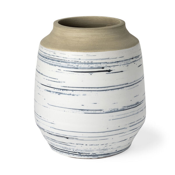 Sonnett White and Blue 10-Inch Ceramic Vase, image 1