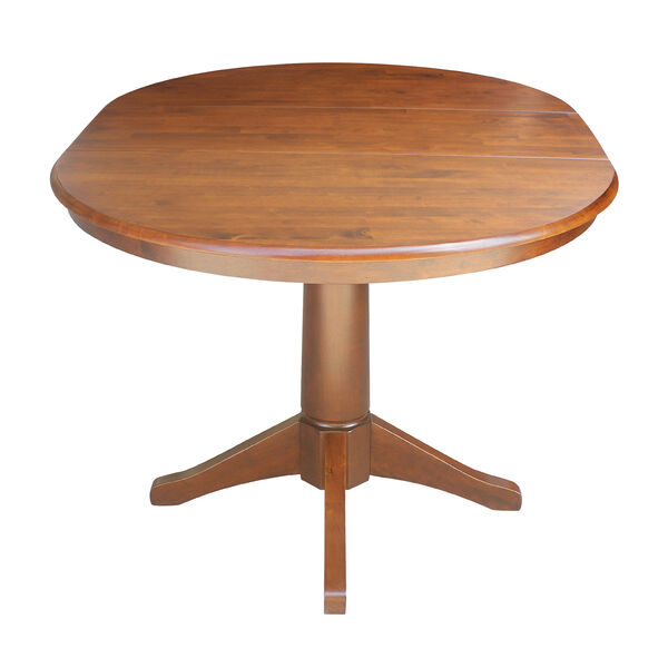 Espresso Round Pedestal Dining Table with 12-Inch Leaf, image 6