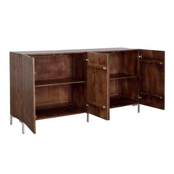 Brown Solid Wood Credenza with Four Doors, image 3