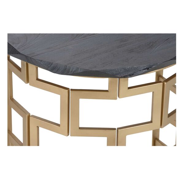 Gold and Black Iron Wood Table, image 4
