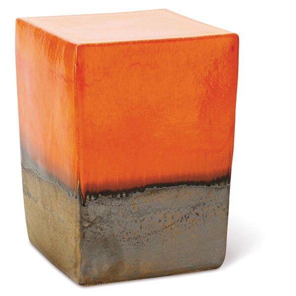Ceramic Two Glaze Square Cube in Tuscan Orange Metallic, Set of Two, image 1