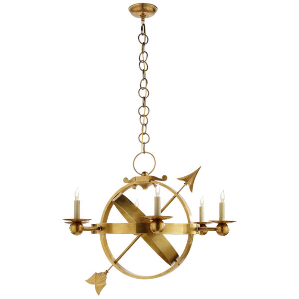 Armillary Sphere Chandelier in Hand-Rubbed Antique Brass by Eric Cohler, image 1