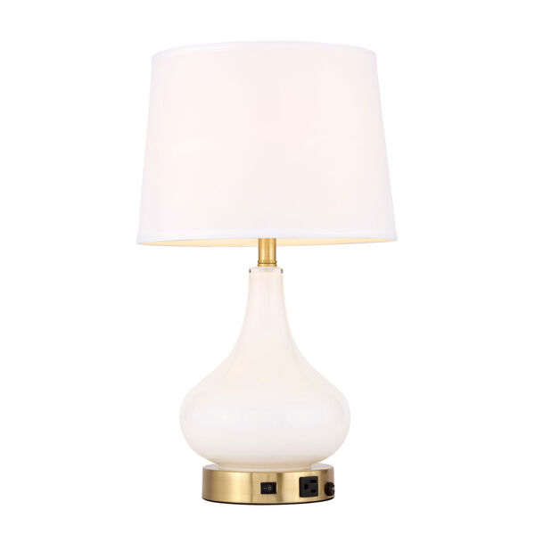Alix Brushed Brass and White One-Light Table Lamp, image 4